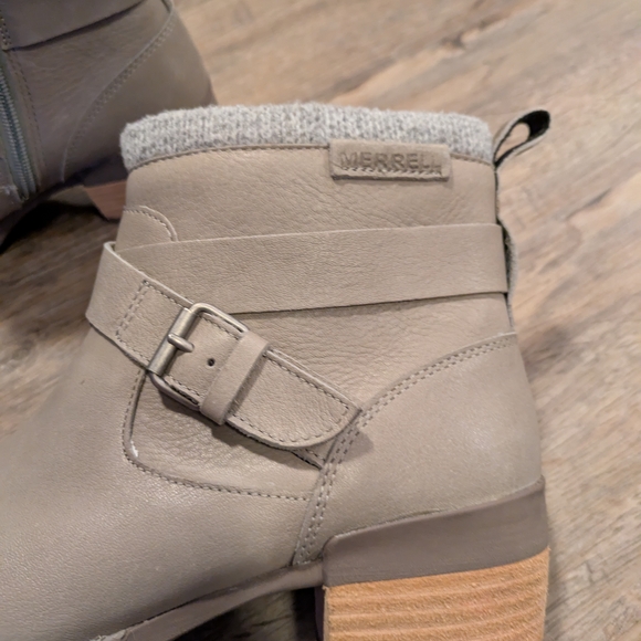 Leather Ankle Booties waterproof gray/taupe NWOT - Picture 5 of 7